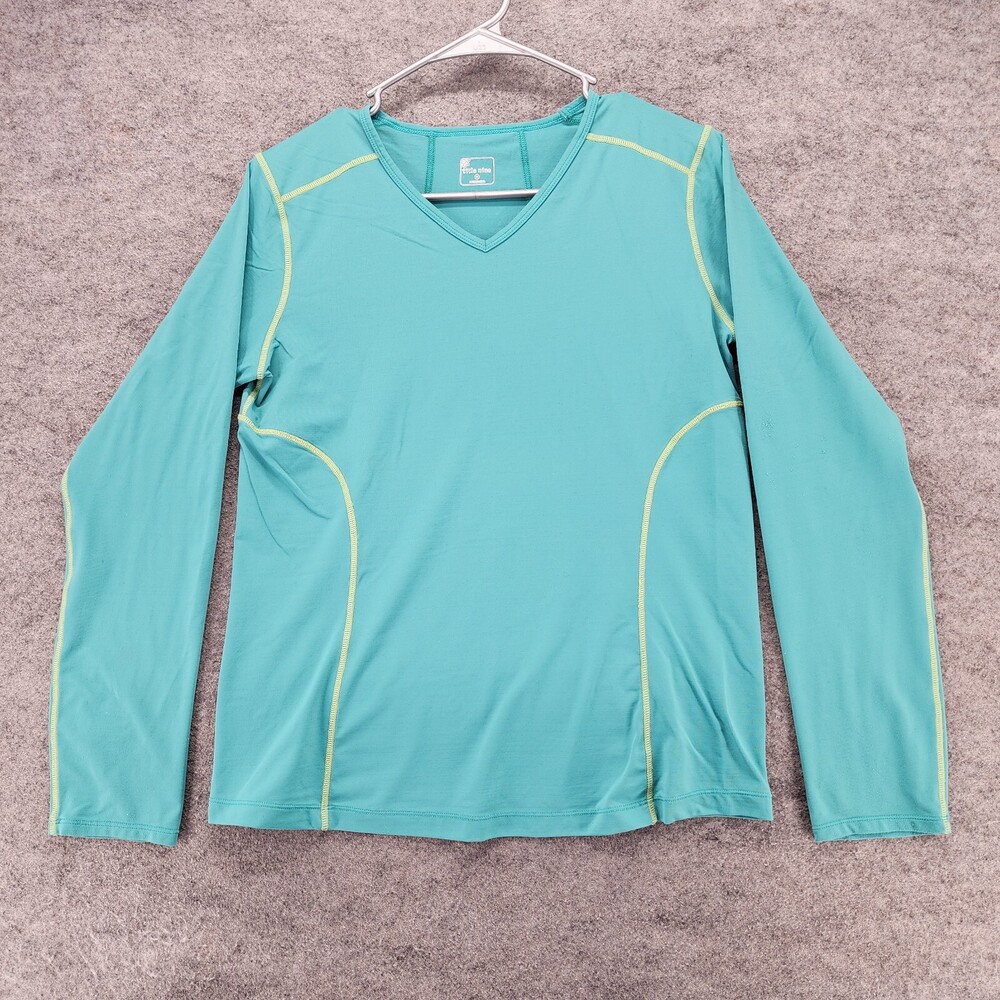 Title Nine Shirt Womens Medium Long Sleeve Blue V Neck